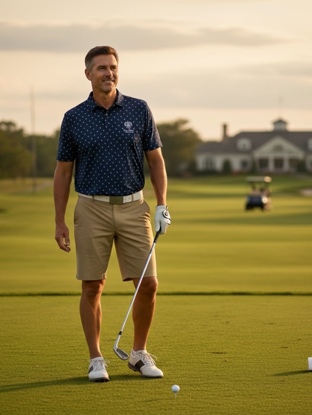 Fairway & Greene Men's "The Connors" Star Polo in navy blue
